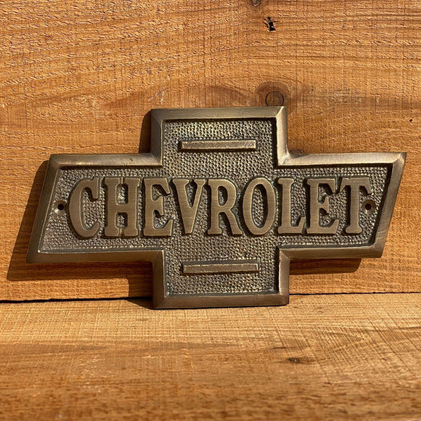 Chevrolet Auto Solid Brass Plaque Embossed Sign Tag W/ Antique Vintage Finish