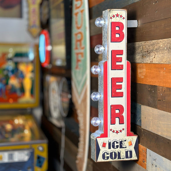 Beer Ice Cold LED Sign 26" Double Sided Vintage Retro Off The Wall Design