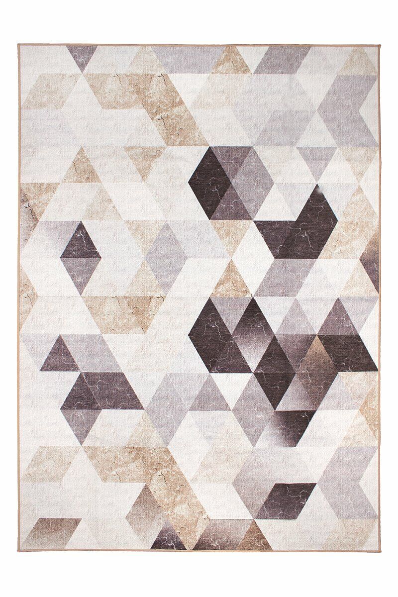 My Magic Carpet Lattice Geometric Neutral Washable 5’x7’ Area Rug