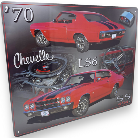 '70 Chevelle SS LS6 454 15" x 12" Tin Metal Sign W/ Hemmed Edges Man Cave Decor