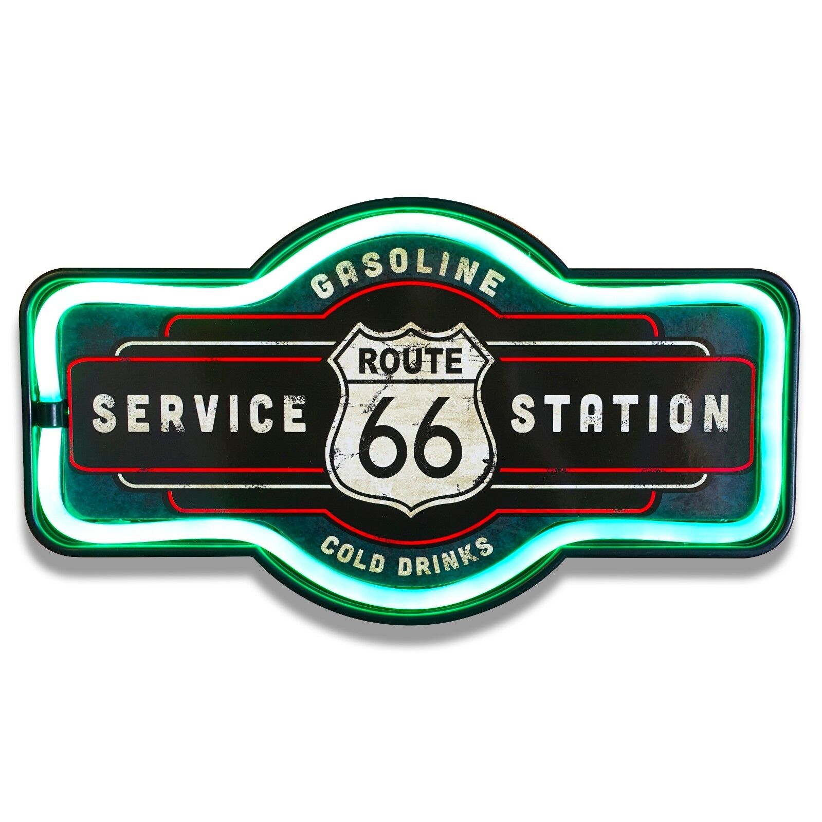 Route 66 LED Neon Lighted Sign, 17" Marquee Shape, For Bar, Garage, or Man Cave