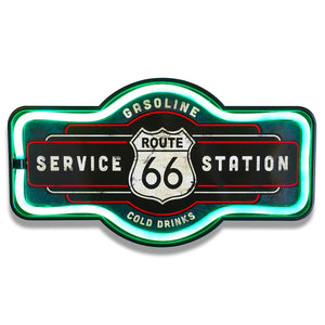 Route 66 LED Neon Lighted Sign, 17" Marquee Shape, For Bar, Garage, or Man Cave