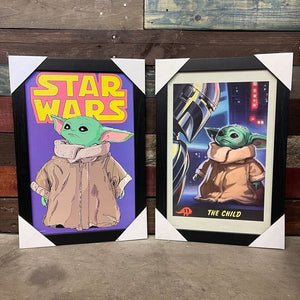 Star Wars Grogu & Mandalorian Framed Wall Art, Bundle of 2 Brand New Prints