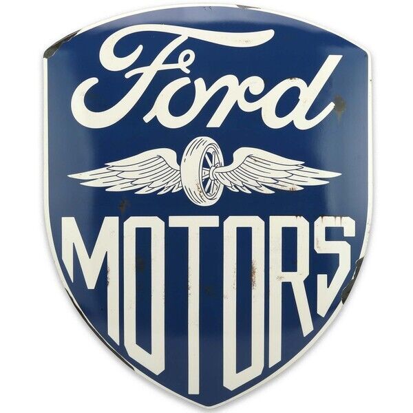 Ford Motors 24" Domed Shield Sign With Vintage Distressed Design