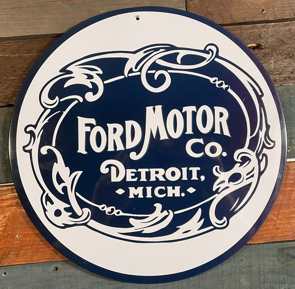 Ford Motor Co. 12" Round Metal Sign Vintage Advertising Wall Decor