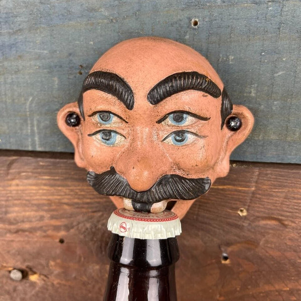 4-Eyed White Man Guy Vintage Wall Mounted Bottle Opener With Antique Finish