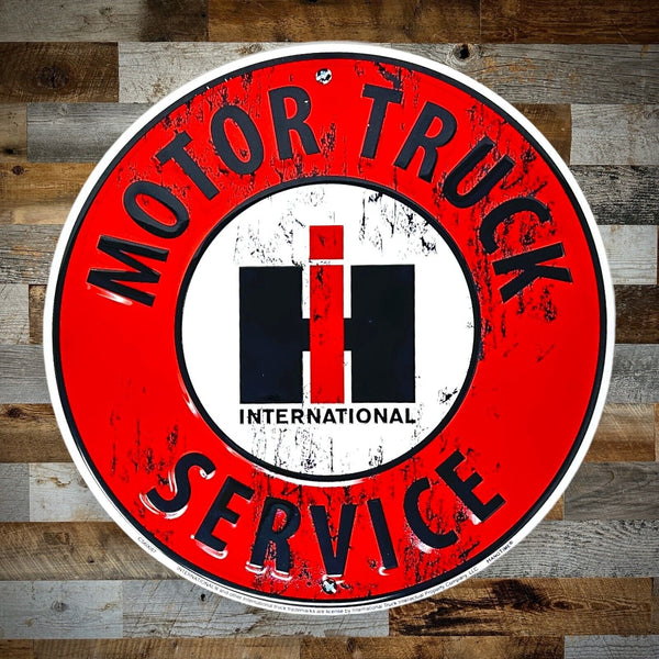 Farmall International Motor Truck Service Sign 12" Vintage Distressed Design