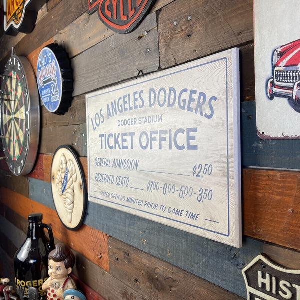 Los Angeles Dodgers Dodger Stadium Vintage Style Ticket Office Wood Wall Sign