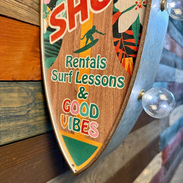 Surf Shop Surfboard LED Sign Double Sided Vintage Retro Off The Wall Design