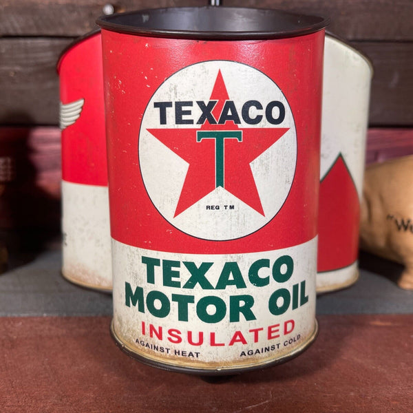 Texaco Oil Can Metal Caddy With Retro Vintage Inspired Design