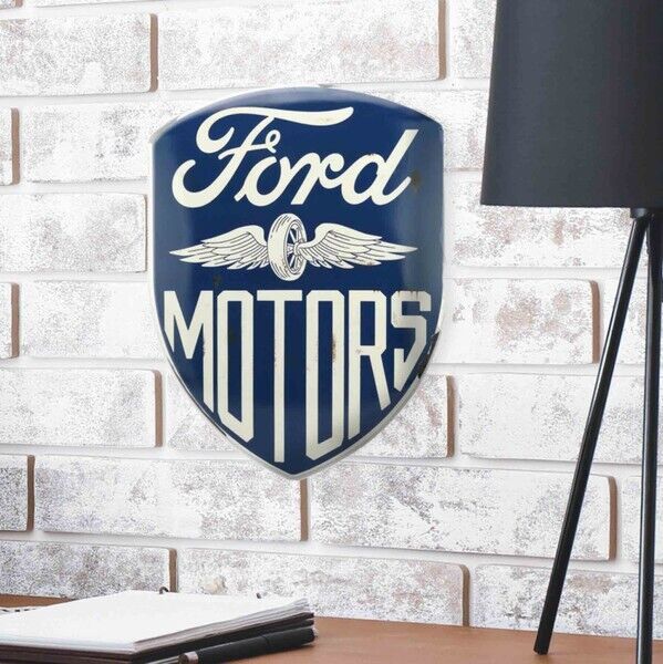 Ford Motors 24" Domed Shield Sign With Vintage Distressed Design