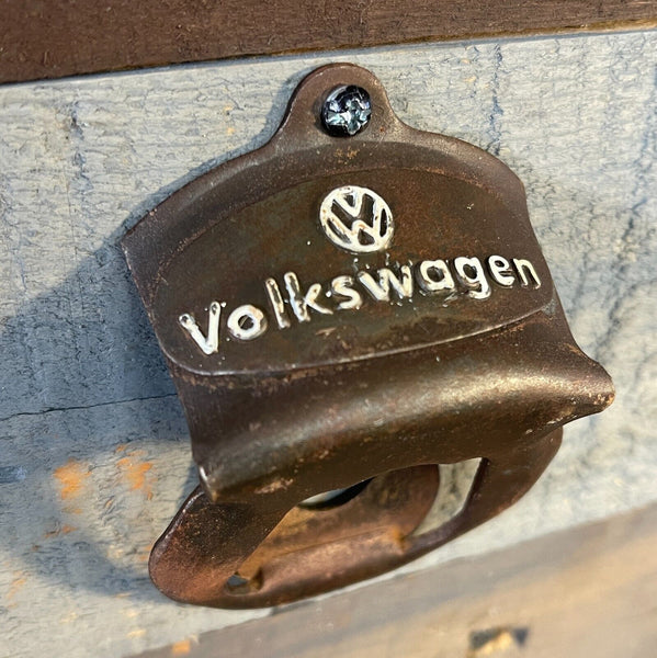 VW Vintage Wall Mounted Beer Bottle Opener With Antique Distressed Finish