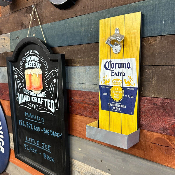 Corona Extra Bottle Opener and Cap Catcher Wall Mounted Plaque