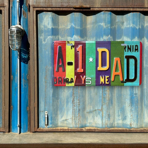 A-1 DAD Cut Style Metal Vintage Art License Plate Man Cave Father's Day Decor