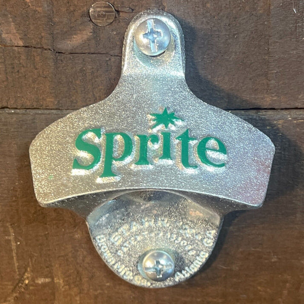 Sprite Bottle Opener Cast Iron Wall Mounted Vintage Chrome Finish