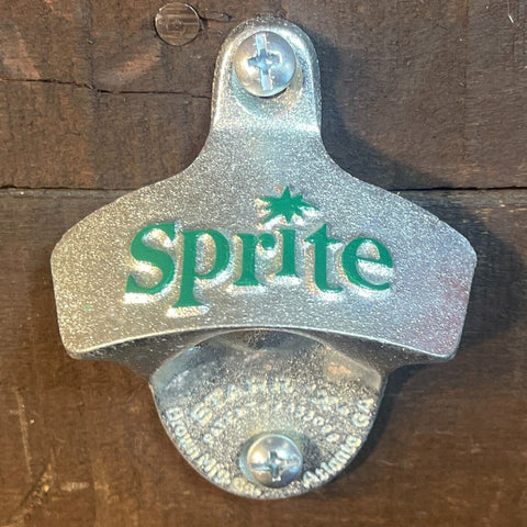 Sprite Bottle Opener Cast Iron Wall Mounted Vintage Chrome Finish