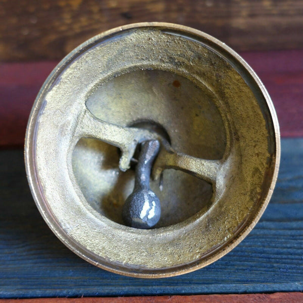 Ornate Victorian Desk Bell, Polished Brass W/ Engraved Victorian Flower Detail