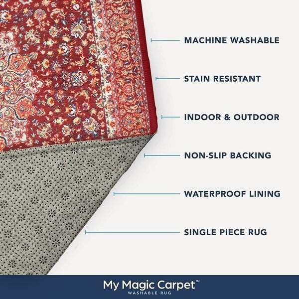 Kenya Ruby Washable Rug My Magic Carpet 3x5 Accent Rug Brand New