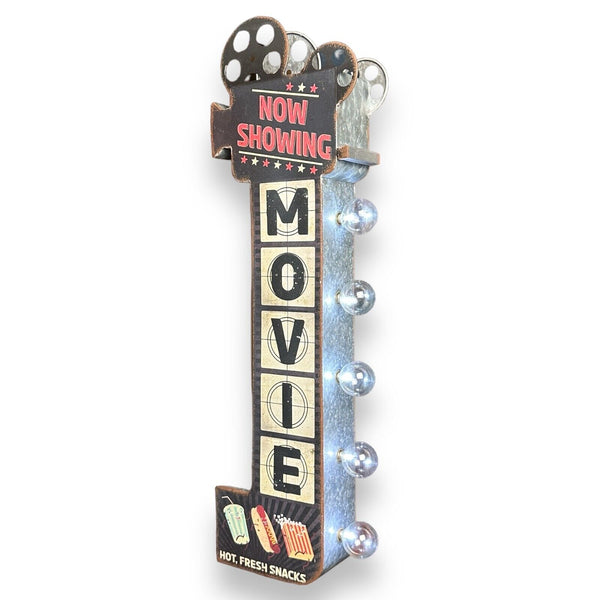 Movie Now Showing 26" Double Sided Marquee LED Sign Vintage Retro Design