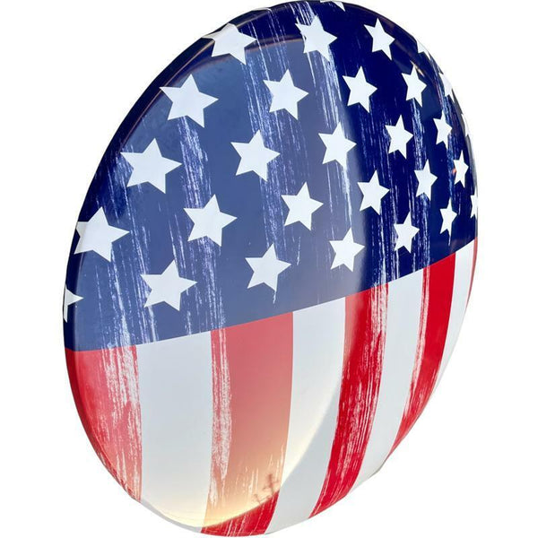 American Flag Dome Shaped Metal Sign for Bar, Garage, or Man Cave (15")