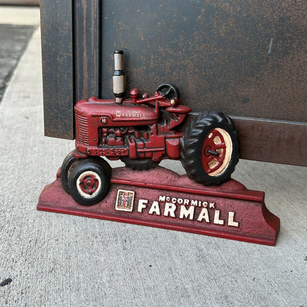 Farmall IH McCormick Tractor Door Stop Cast Iron With Antique Distressed Finish