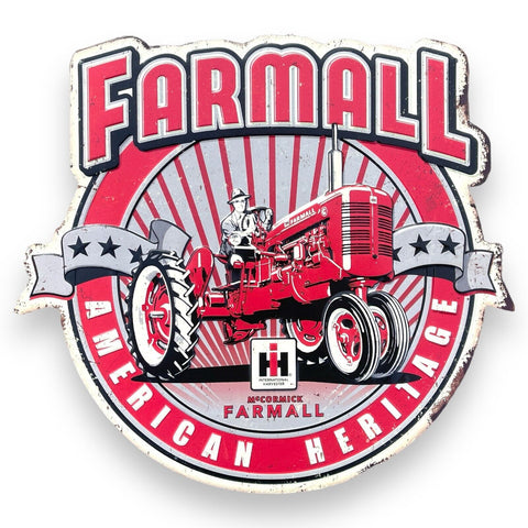 Farmall American Heritage Embossed Metal Sign With Vintage Distressed Design