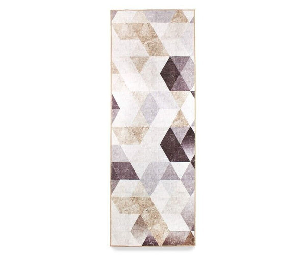 My Magic Carpet Lattice Geometric Neutral Washable 2.5 ft. x 7 ft. Runner Rug