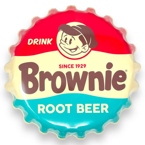 Brownie Root Beer Since 1929 15" Bottle Cap Sign