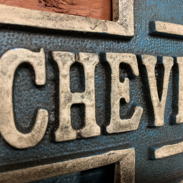 Chevrolet Cast Iron Plaque Embossed Chevy Sign Vintage Antique Finish Garage Bar