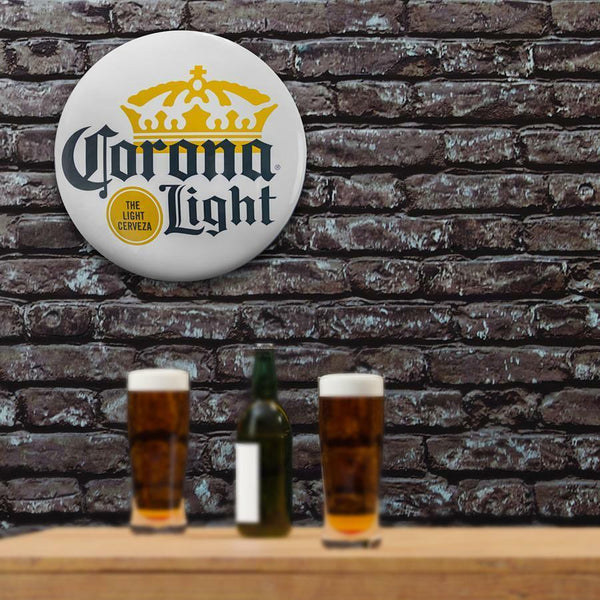 Corona Light Beer - Round Dome 15" Metal Sign - Man Cave Decor 