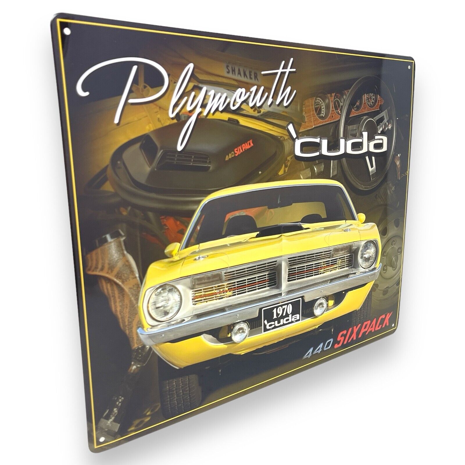 '70 Plymouth Cuda 440 Six Pack 15" x 12" Tin Metal Sign Hemmed Reinforced Edges