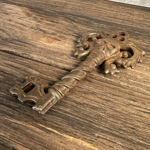 Pirate Skull Key Fancy Ornate Victorian Design With Antique Distressed Finish