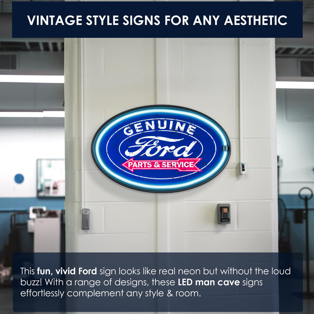 Lighted Parts. Sign Ford Genuine Parts & Service LED Neon Light Rope Wall Sign, Battery or ...
