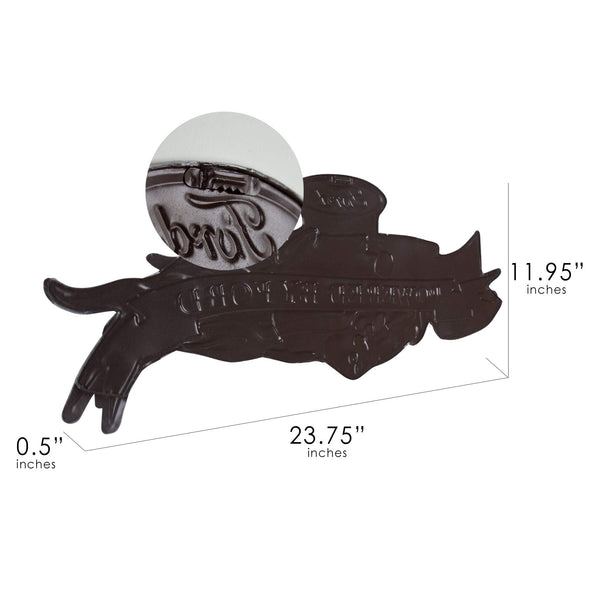 Powered by Ford Embossed Metal Wall Sign, 23.75 x 11.25, Retro-Style Garage Decor with Saw-Tooth Hanger, Lightweight Ford Memorabilia for Bar, Home, Shop, or Man Cave