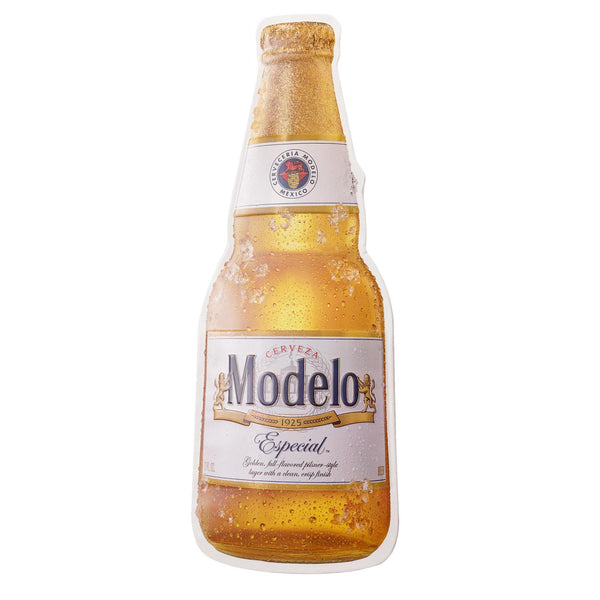 Modelo Cerveza Especial Beer Bottle Embossed Shaped Metal Sign