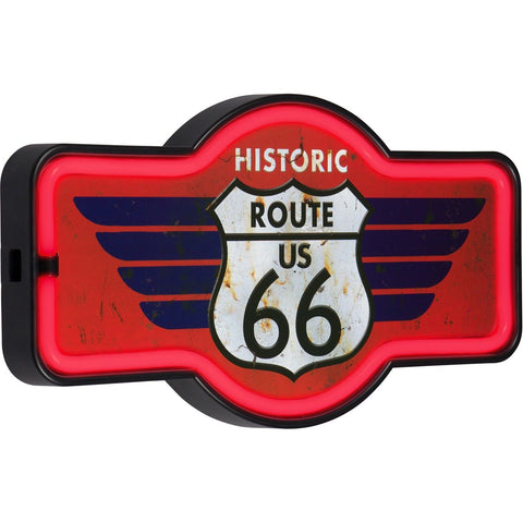 Route 66 LED Neon Light Rope Sign – Vintage-Inspired Wall Decor for Bar, Garage, Man Cave, or Game Room – USB or Battery Powered