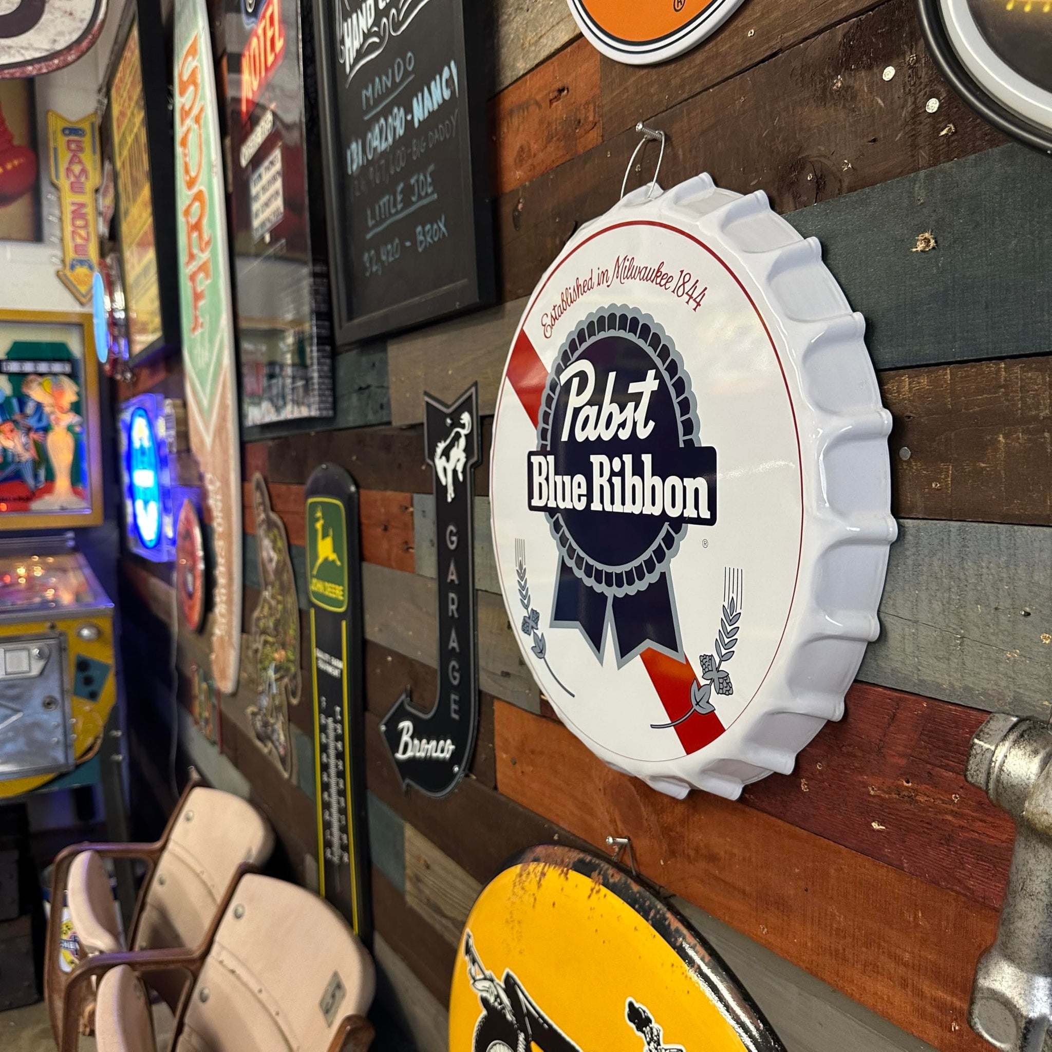 Vintage Wall Decor Pabst Blue Ribbon Beer Tin Sign - 12.5x16 Inch