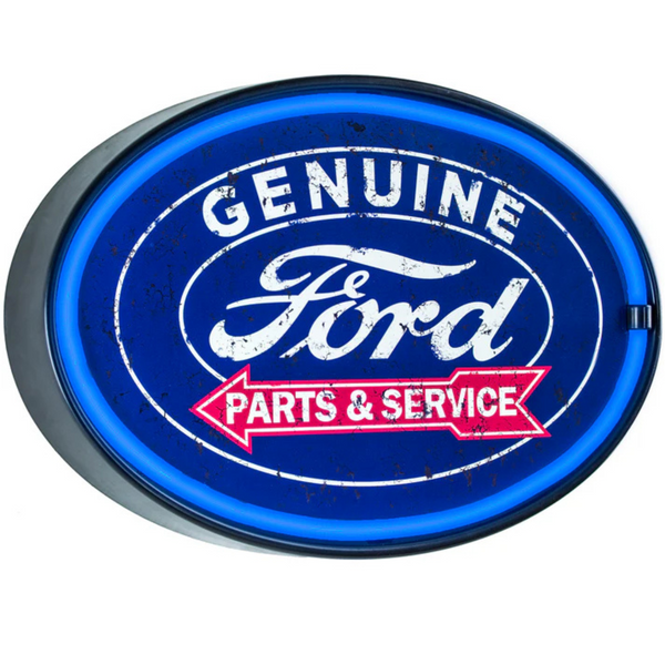Ford Genuine Parts & Service LED Neon Light Rope Wall Sign, Battery or USB Powered, Vintage Inspired Design, Home Decor for Bar, Man Cave, Garage, Game Room (16" x 10" x 2")