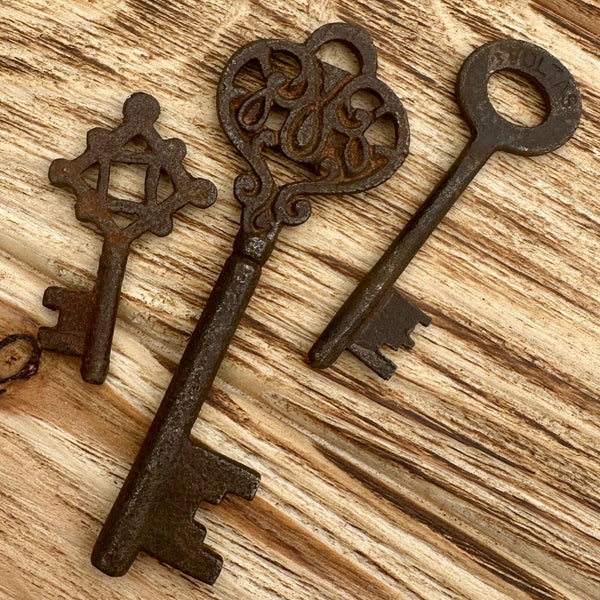 Antique Style 19th Century Iron Skeleton Keys Vintage Reproduction - Lot Of 10