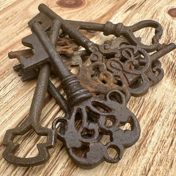 Antique Style 19th Century Iron Skeleton Keys Vintage Reproduction - Lot Of 10