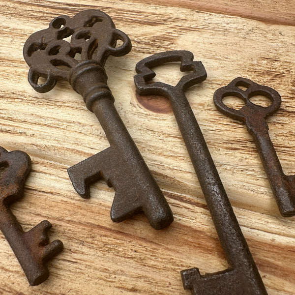 Antique Style 19th Century Iron Skeleton Keys Vintage Reproduction - Lot Of 10