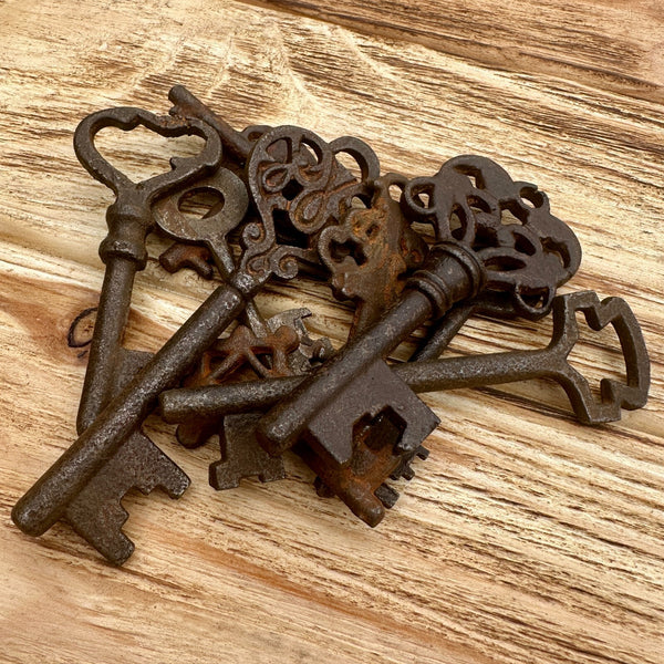 Antique Style 19th Century Iron Skeleton Keys Vintage Reproduction - Lot Of 10