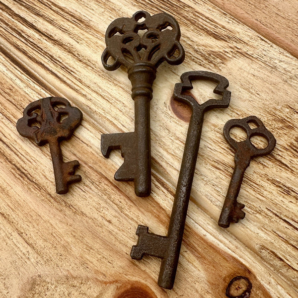 Antique Style 19th Century Iron Skeleton Keys Vintage Reproduction - Lot Of 10