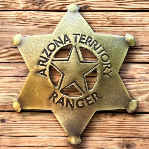 Solid Brass Arizona Territory Ranger Badge Old West Lawman Replica Antiqued