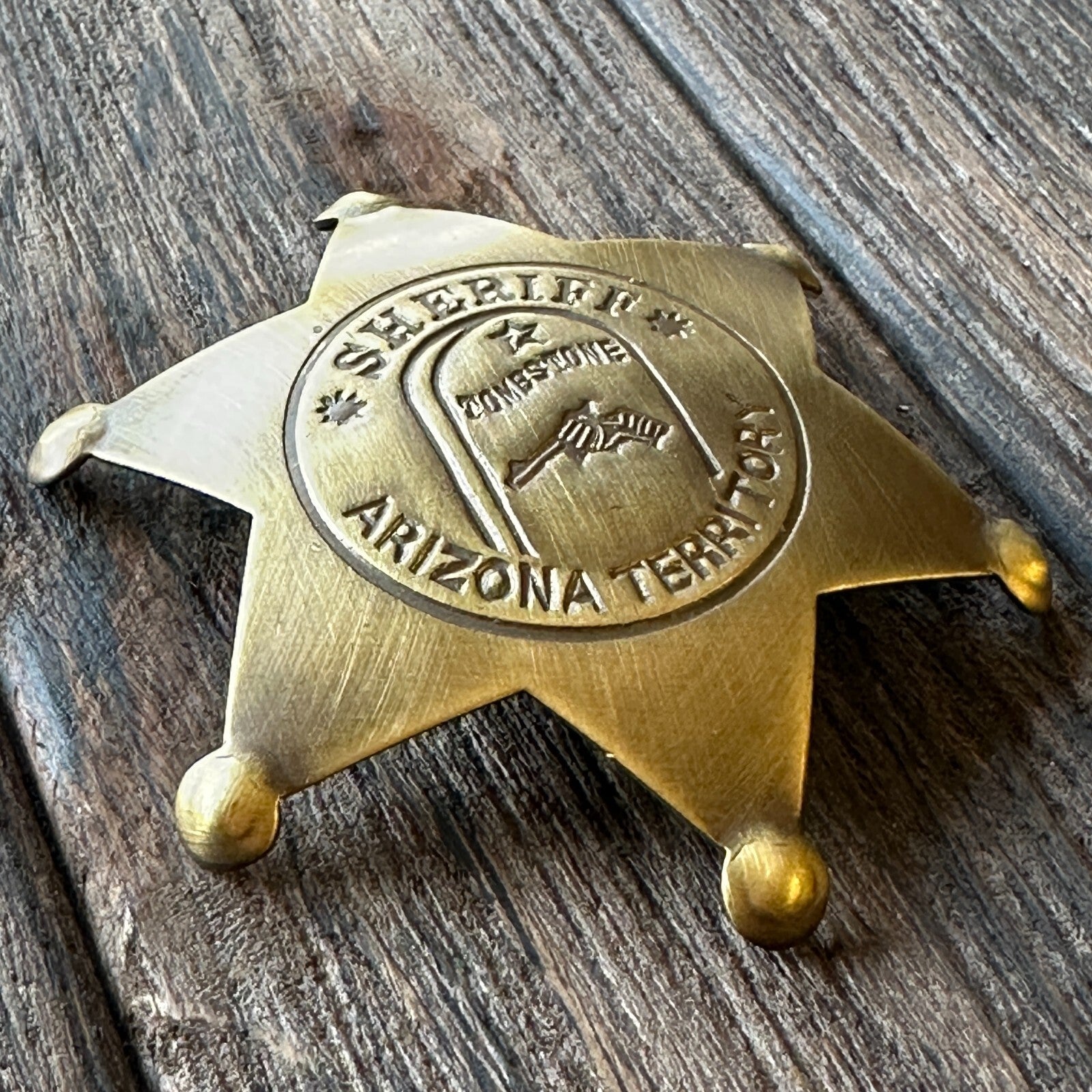 Tombstone Sheriff Badge Arizona Territory Solid Brass Old West