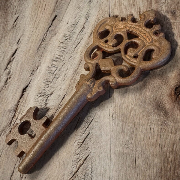 Crown Cast Iron Keys Set of Two 5" Keys With Antique Finish & Ornate Detailing