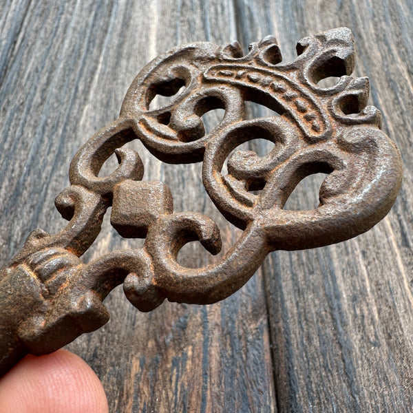 Crown Cast Iron Keys Set of Two 5" Keys With Antique Finish & Ornate Detailing