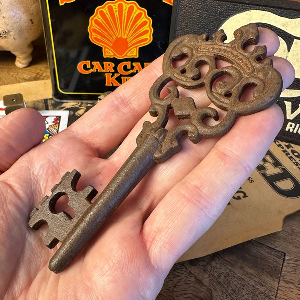 Crown Cast Iron Keys Set of Two 5" Keys With Antique Finish & Ornate Detailing