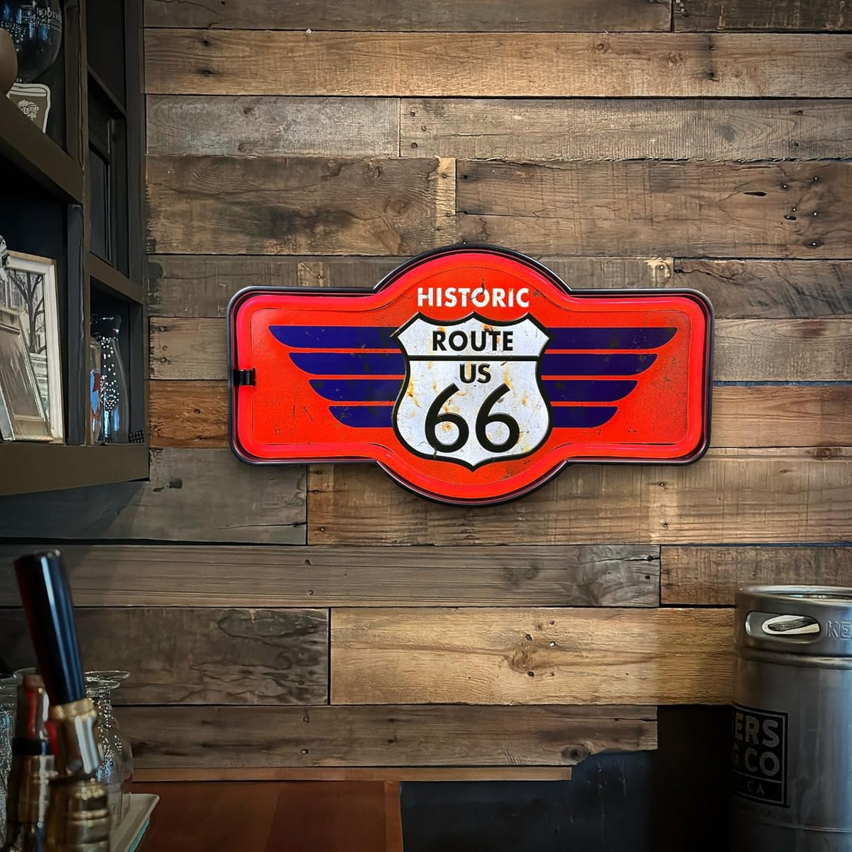 Route 66 LED Neon Light Rope Sign – Vintage-Inspired Wall Decor for Ba ...