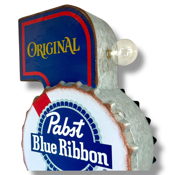 Pabst Blue Ribbon LED Sign – Vintage Double-Sided Marquee Wall Decor – Officially Licensed Galvanized Metal Light-Up Beer Sign – Bar, Garage, Man Cave Decoration – 25" Reproduction with Open Tray Gift Box